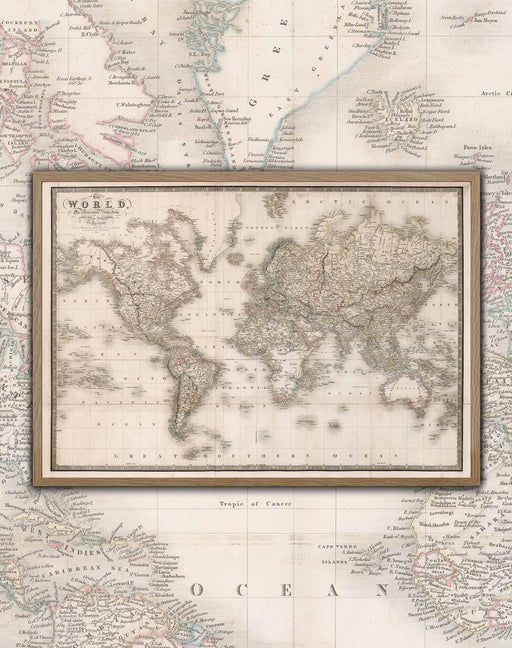 Mapa del Mundo 1837 - Enmarcado - Mappin