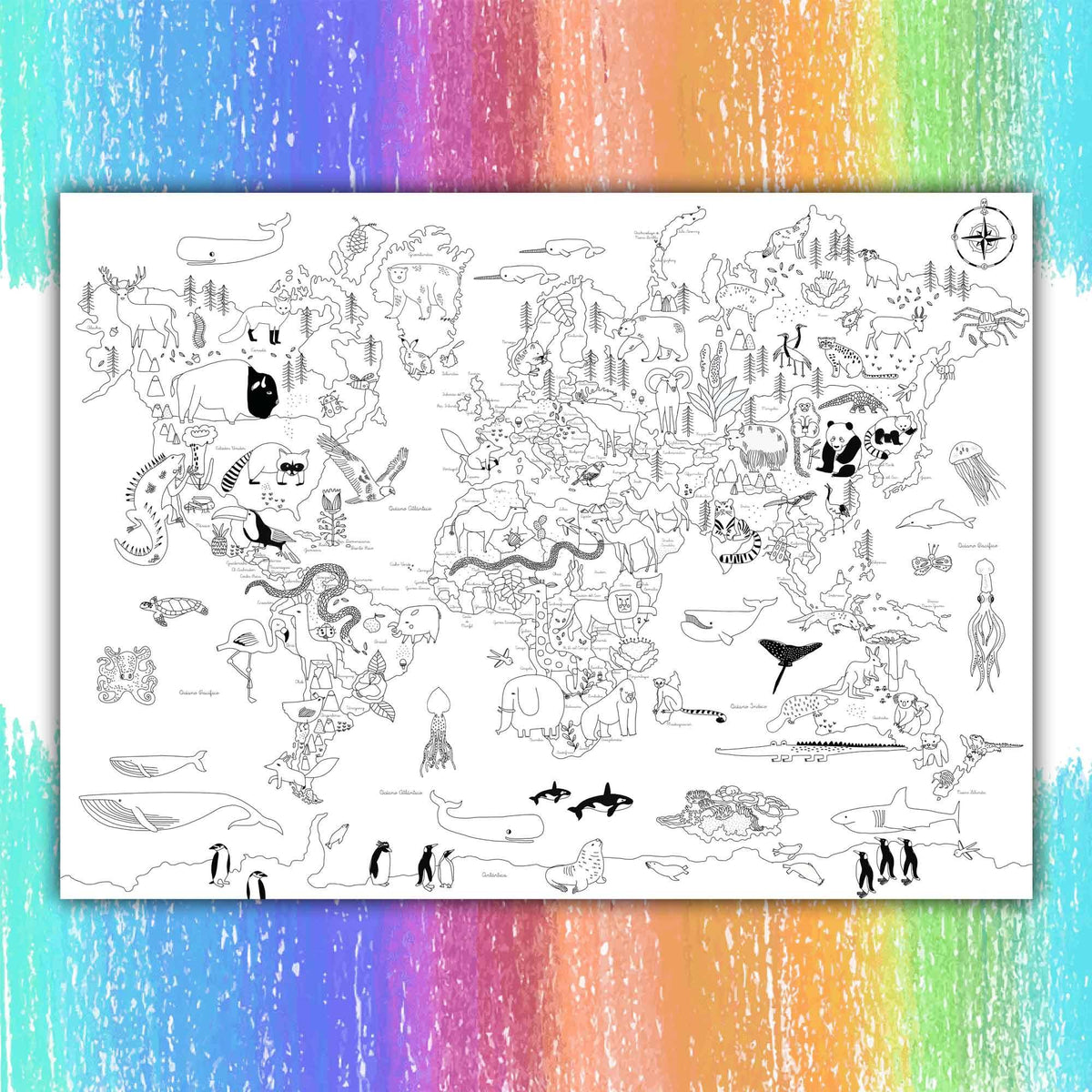 Colorable World Map Print Mappin