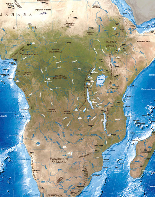 Mapa Físico de África - Lámina con Flejes - Mappin