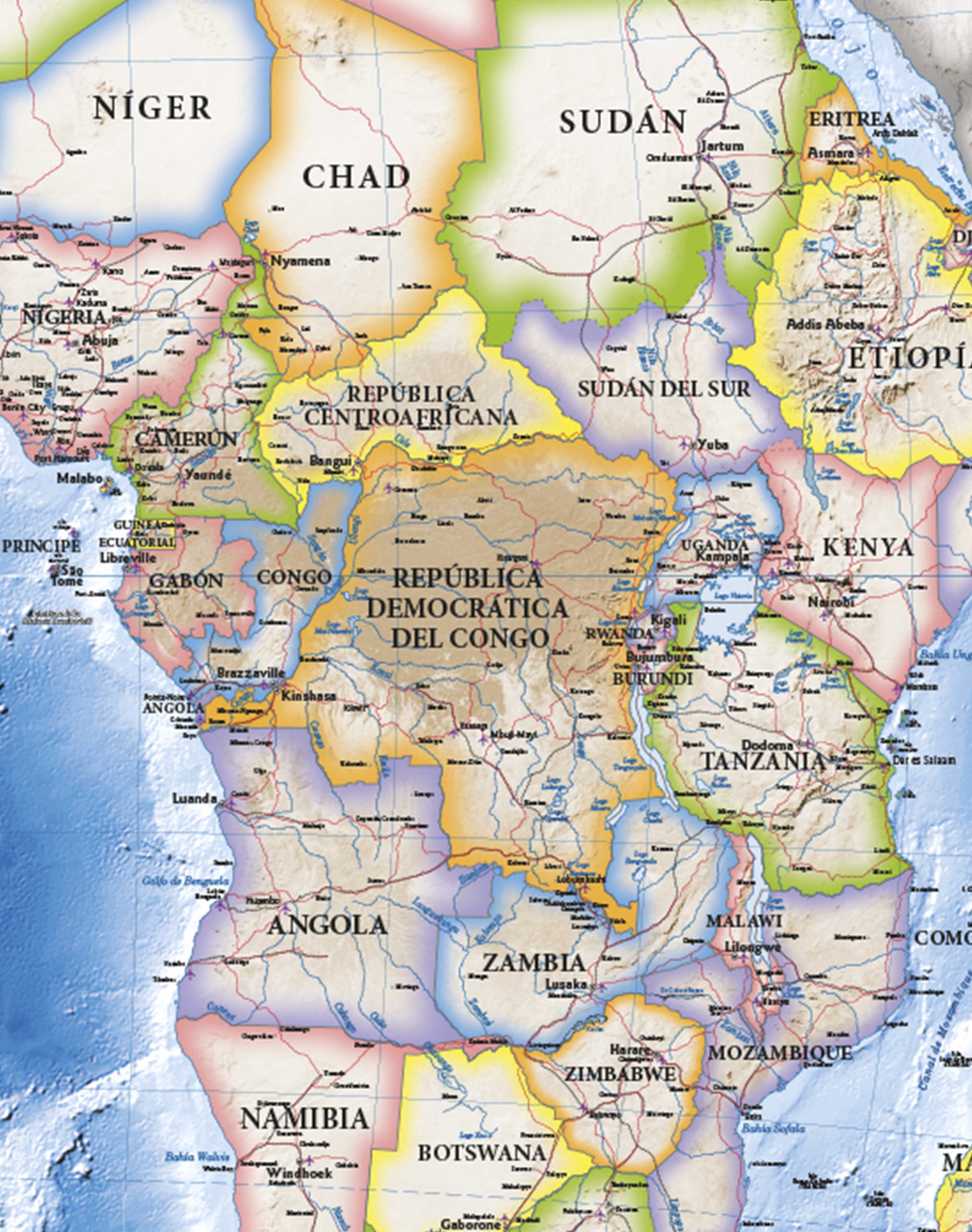 Mapa Político de África - Lámina con Flejes