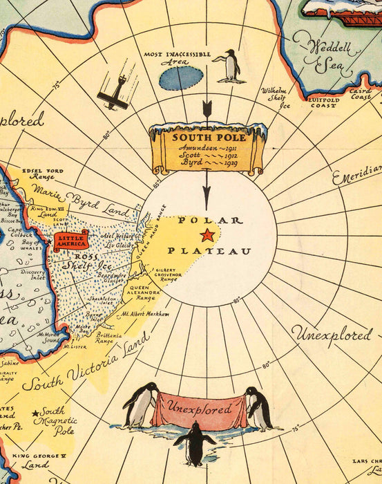 Mapa de la Antártica y la expedición de Byrd - Enmarcado - Mappin