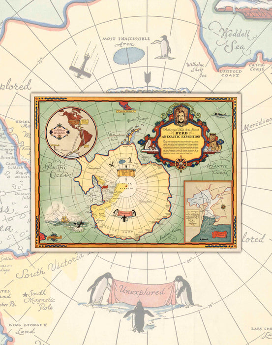 Mapa de la Antártica y la expedición de Byrd - Lámina - Mappin