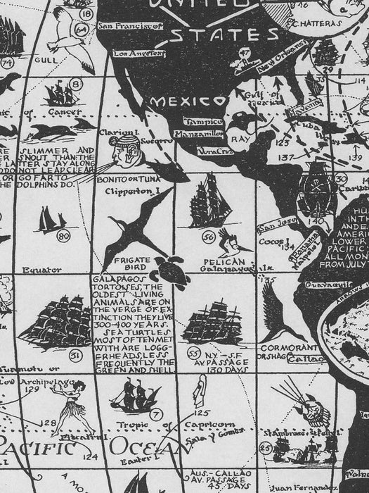 Mapa de la Historia ilustrada de la navegación y carta meteorológica del mar