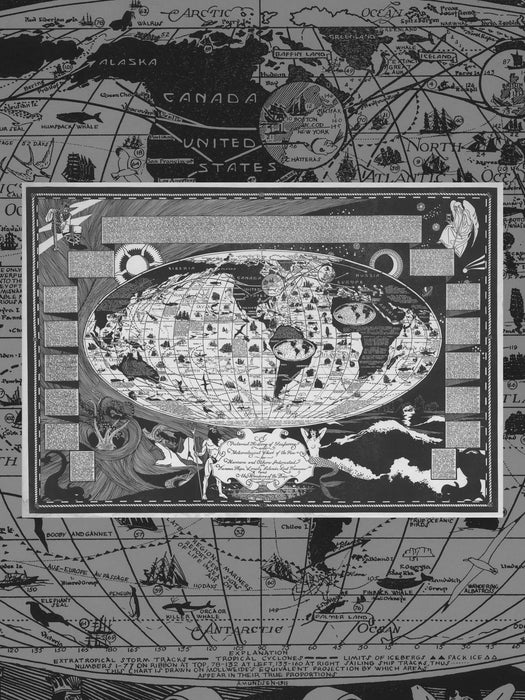 Mapa de la Historia ilustrada de la navegación y carta meteorológica del mar