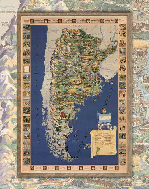 Mapa Ilustrado de Argentina - Enmarcado - Mappin
