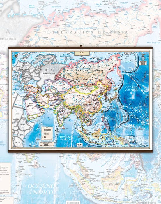 Mapa Político de Asia - Lámina con Flejes