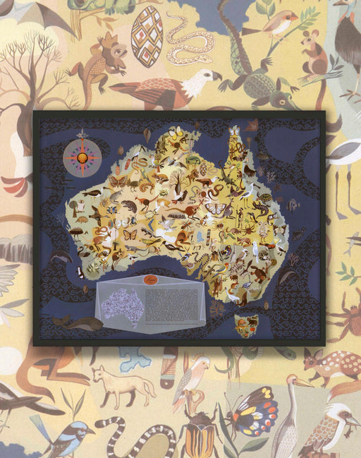 Mapa Ilustrado de Australia - Enmarcado - Mappin
