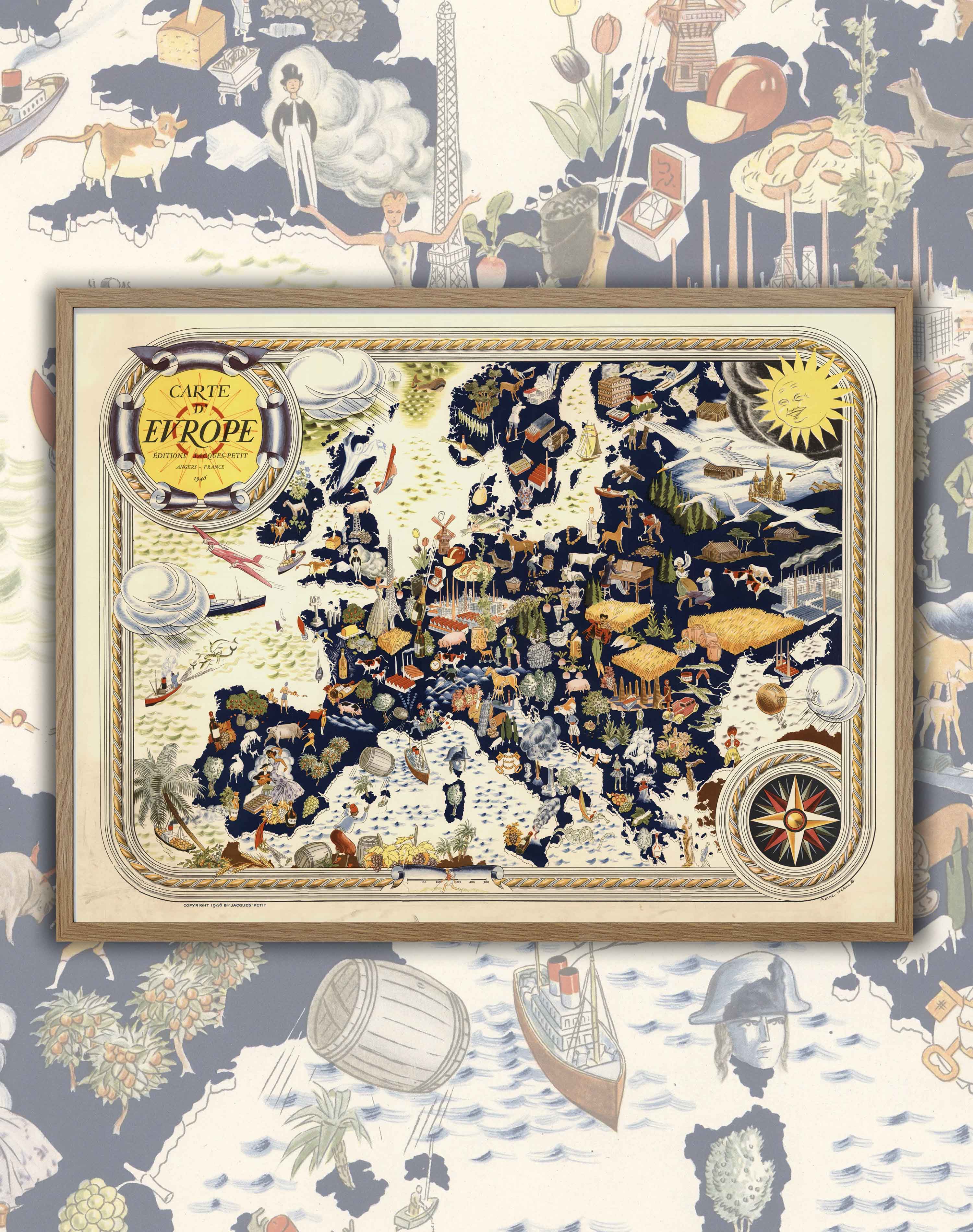 Mapa de Europa Ilustrada - Enmarcado