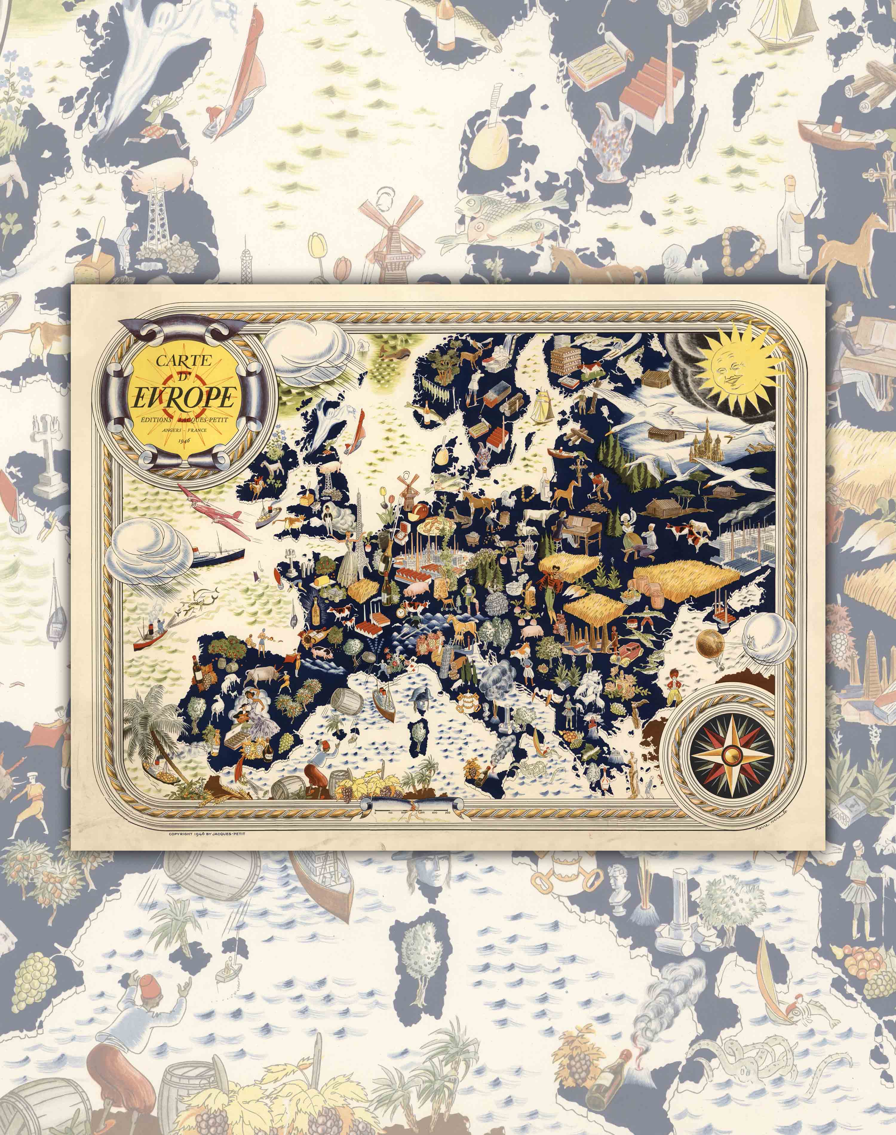 Mapa de Europa Ilustrada - Lámina