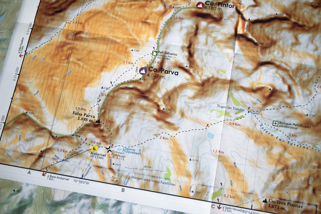 Mapa Andinismo Cerro El Plomo - Plegable