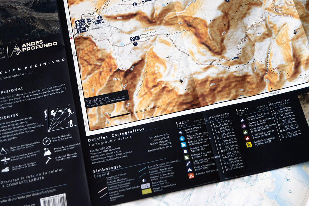 Mapa Andinismo Cerro El Plomo - Plegable