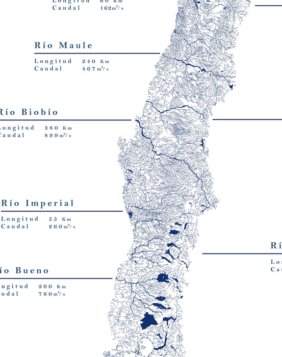 Mapa Hidrográfico de Chile - Enmarcado - Mappin