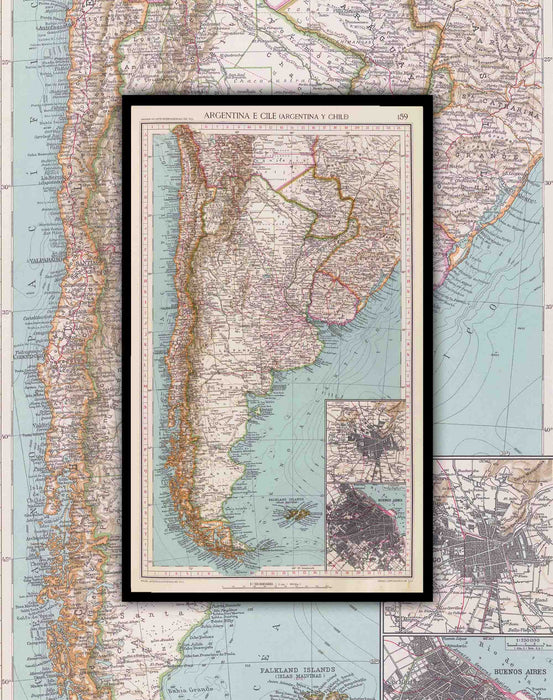 Chile y Argentina en 1929 - Enmarcado