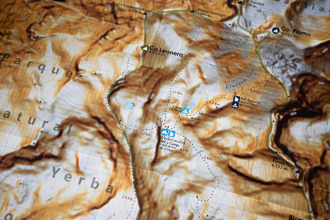 Mapa Andinismo Cerro El Plomo - Plegable