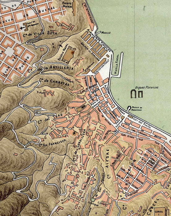 Plano de Valparaíso en 1895 - Enmarcado