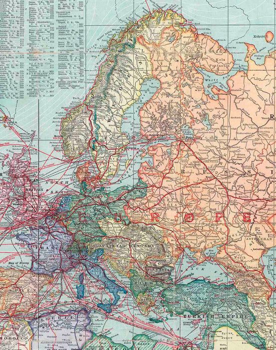 Europa y Asia 1910 - Enmarcado - Mappin