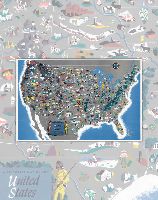 Mapa Pictórico de Estados Unidos - Lámina - Mappin