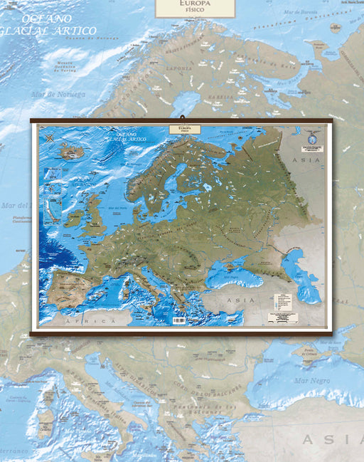 Mapa Físico de Europa - Lámina con Flejes - Mappin
