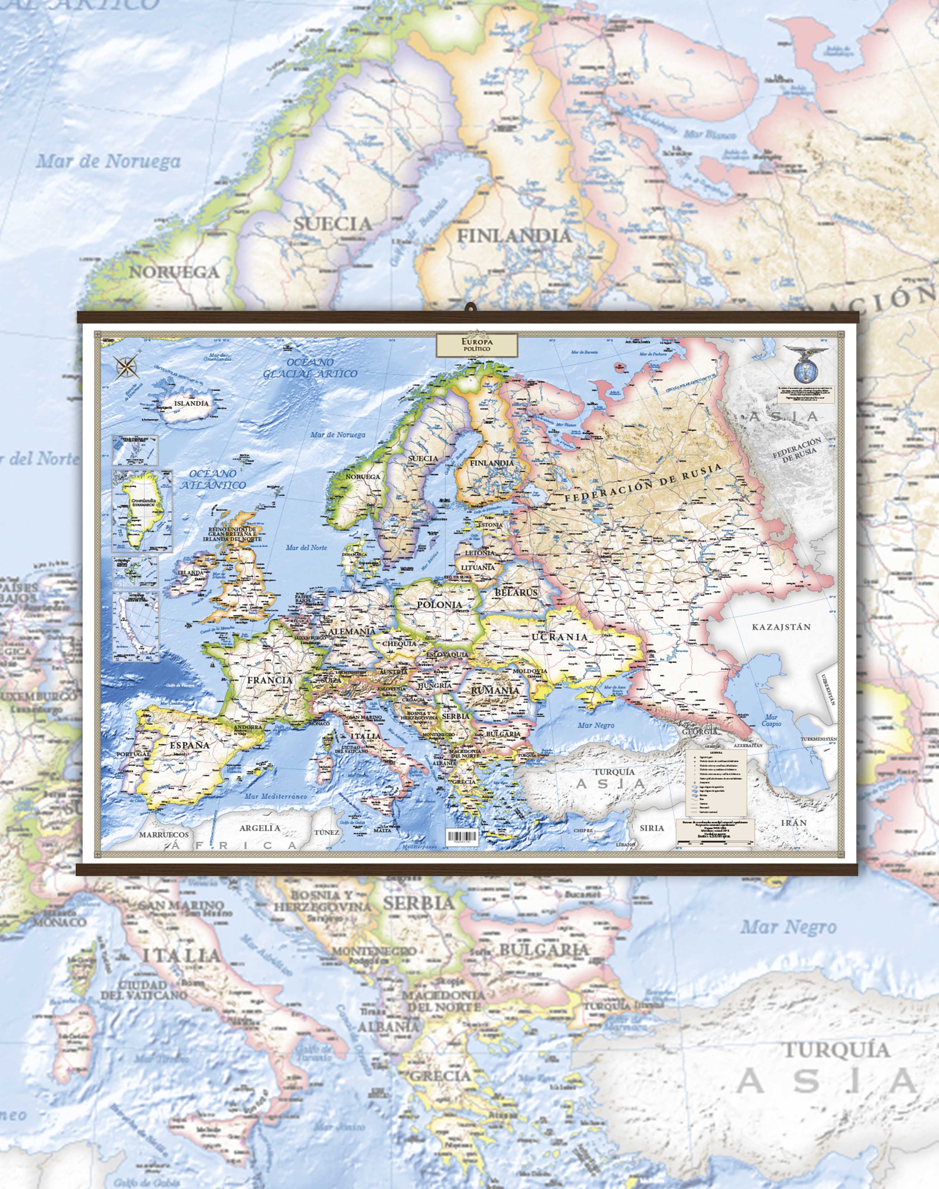Mapa Político de Europa - Lámina con Flejes