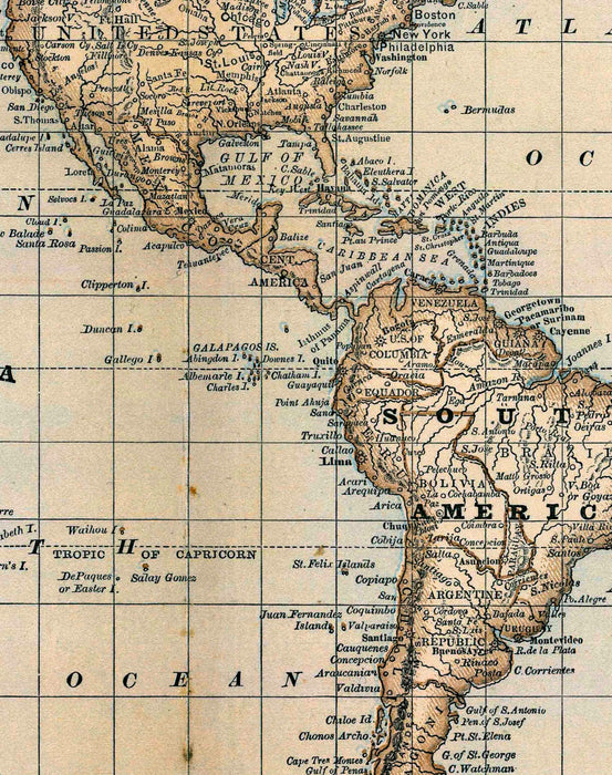 Mapa del Mundo de 1887 - Enmarcado - Mappin