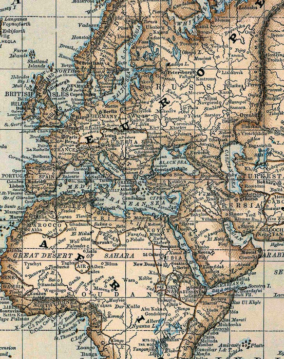 Mapa del Mundo de 1887 - Enmarcado - Mappin