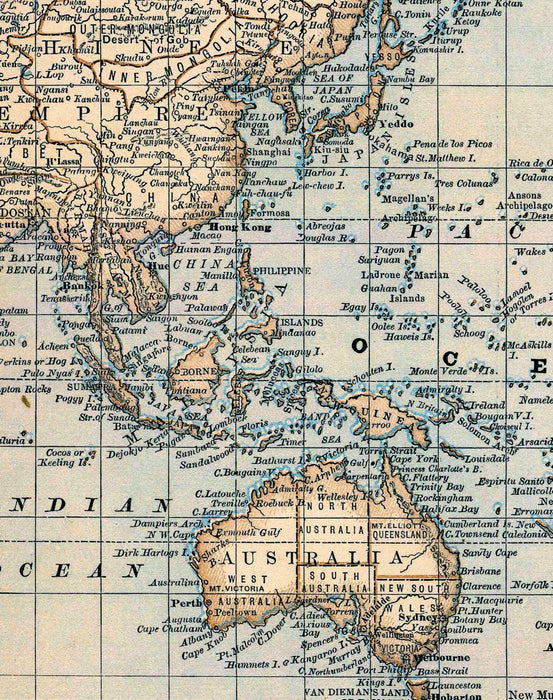 Mapa del Mundo de 1887 - Enmarcado