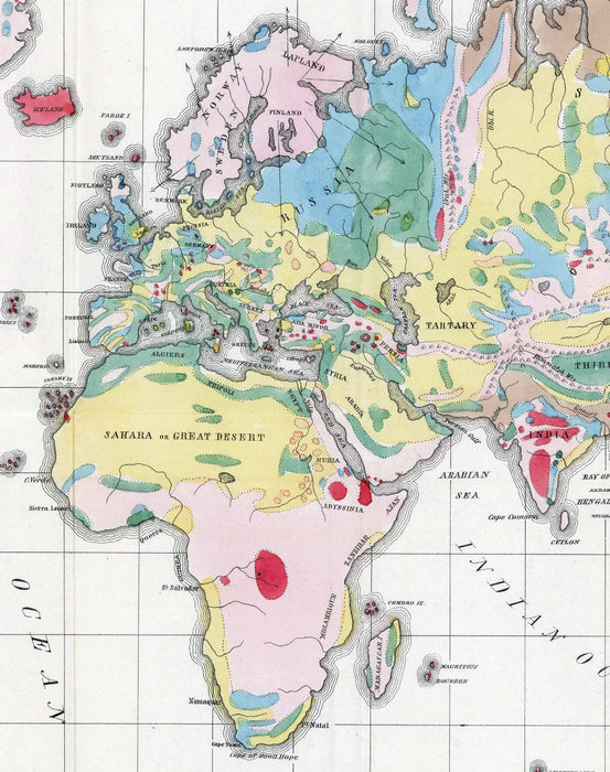 Mapa Geológico del Mundo 1853 - Lámina - Mappin