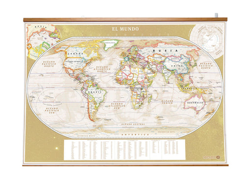 Mapa del Mundo Sepia con Cifras - Gran formato - Mappin