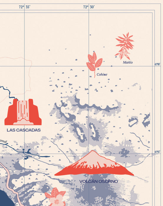 Mapa Ilustrado Lago Llanquihue - Lámina