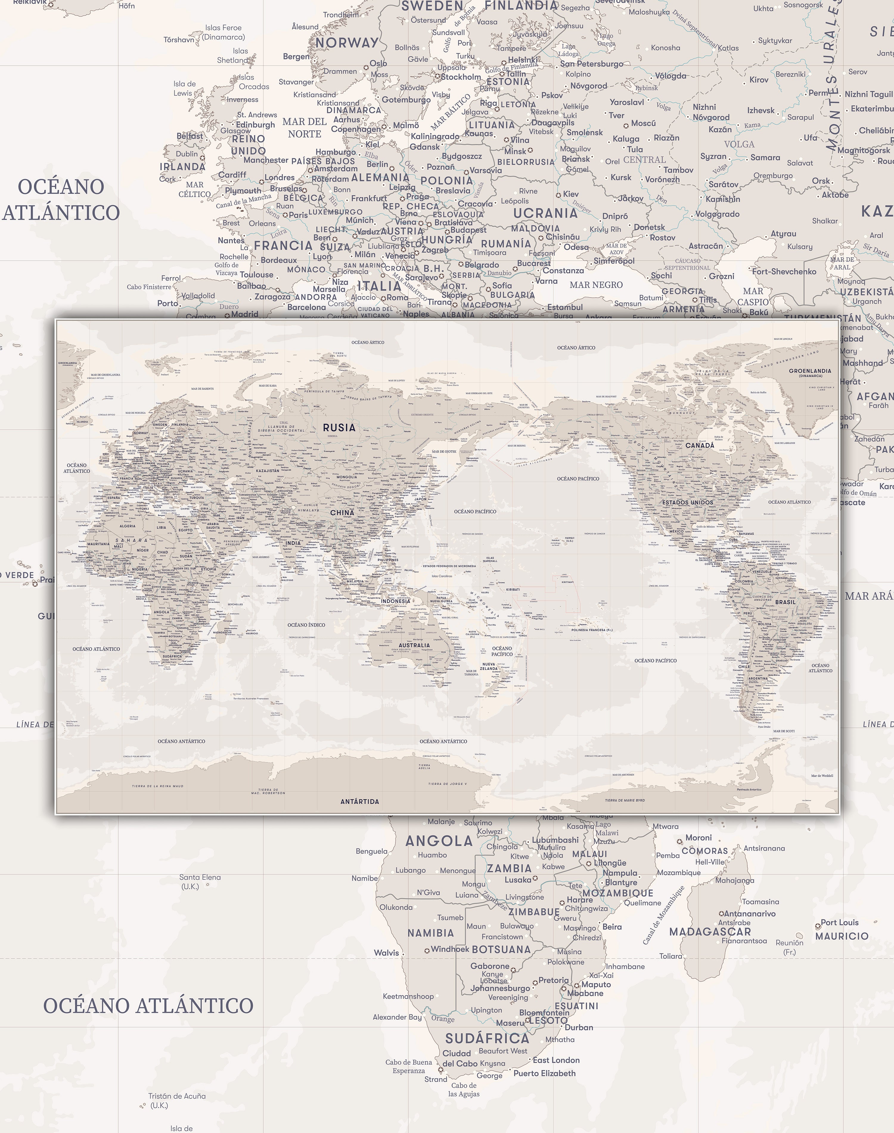 Mapa del Mundo Actualizado - Lámina