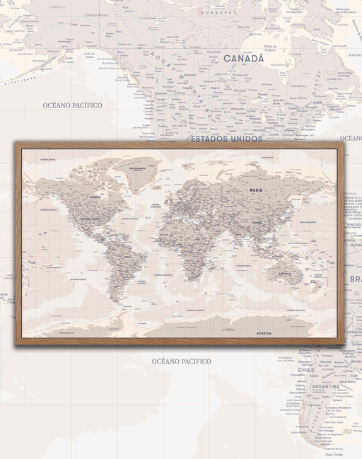 Mapa del Mundo Actualizado (disposición tradicional) - Enmarcado - Mappin