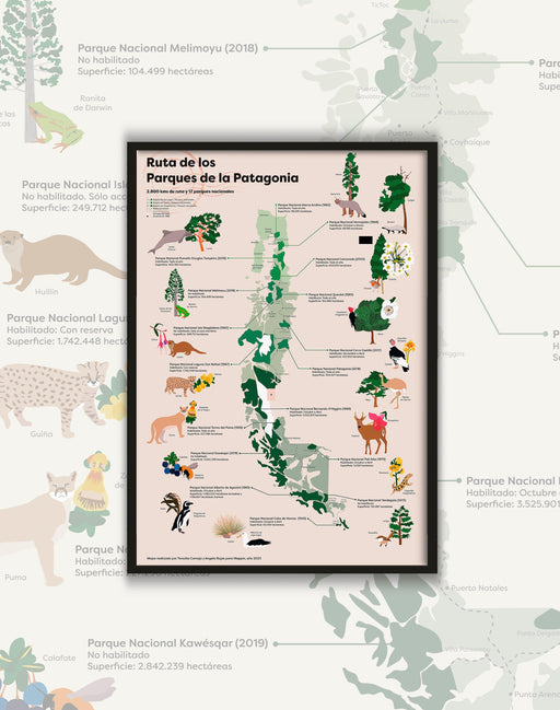 Mapa Ruta de los Parques - Enmarcado - Mappin