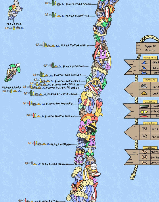 Mapa de Surf en Chile - Enmarcado