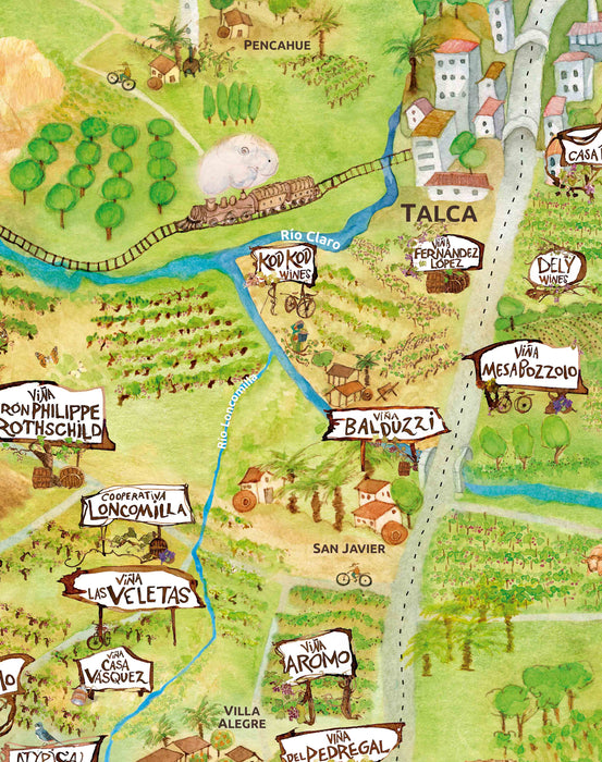 Mapa ilustrado del Valle del Maule - Enmarcado
