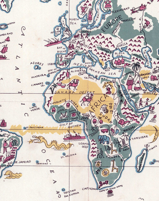 Mapa Pictórico del Mundo de 1933 - Enmarcado