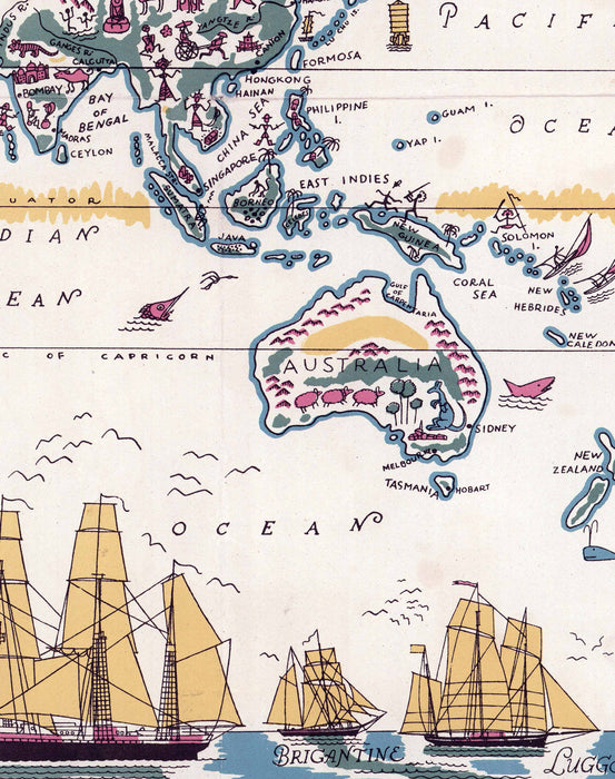 Mapa Pictórico del Mundo de 1933 - Enmarcado