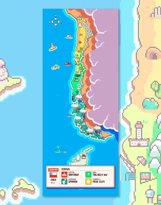 Mapa de Chile en Pixel - Lámina