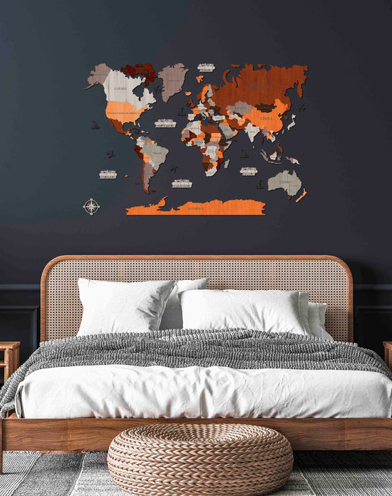 Mapa del Mundo de Madera - 160x100cm
