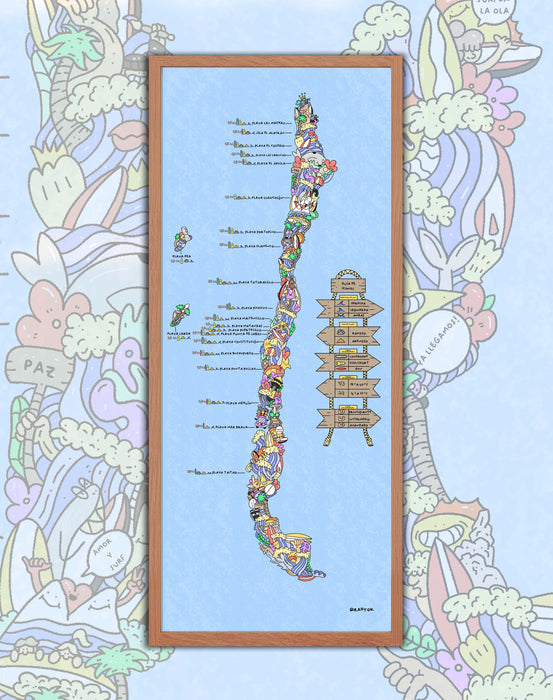 Mapa de Surf en Chile - Enmarcado