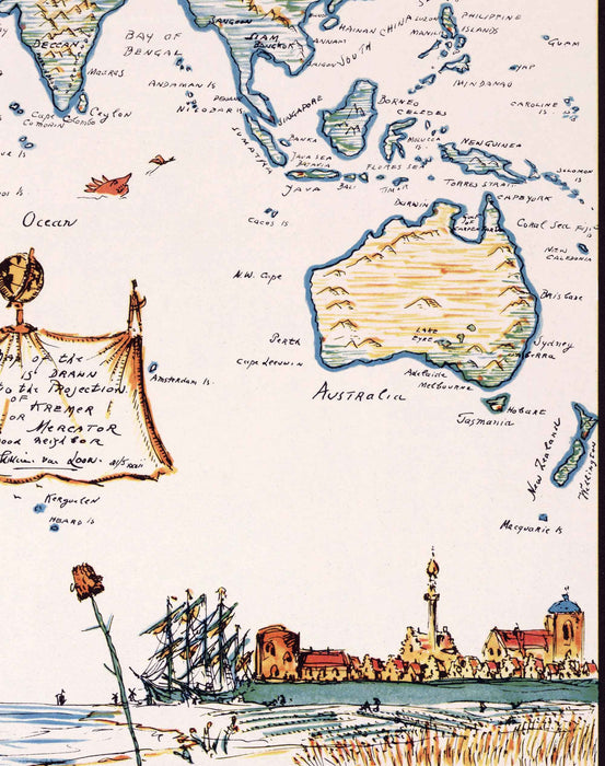 Mapa Pictórico del Mundo de 1932 - Enmarcado