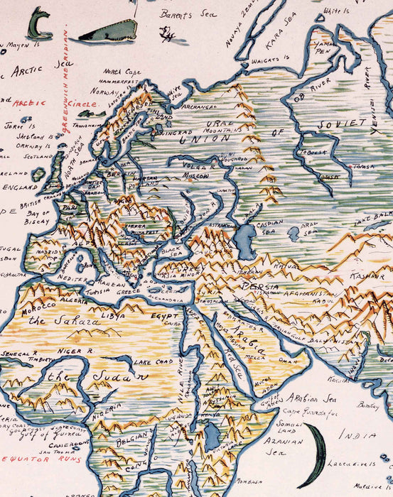 Mapa Pictórico del Mundo de 1932 - Enmarcado