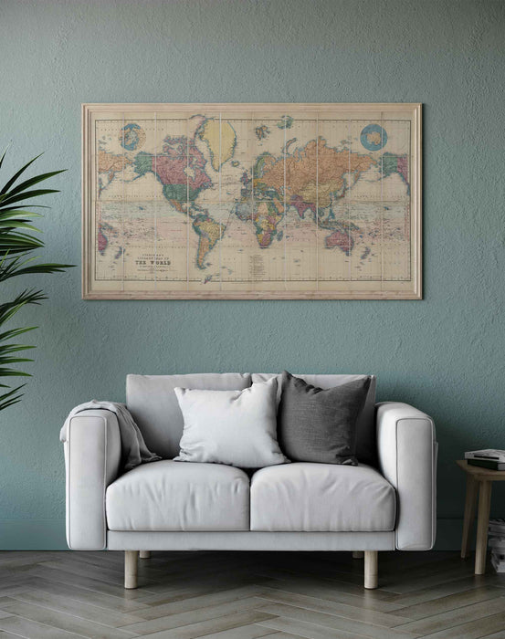 Mapa del Mundo de 1898 - Enmarcado