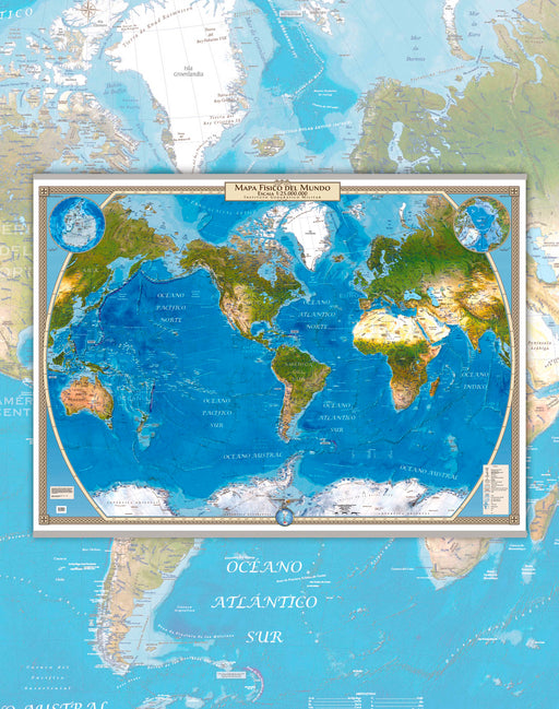 Mapa Físico del Mundo (Gran Formato) - Lámina con Flejes - Mappin