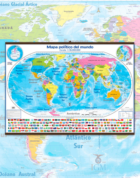 Mapa Político del Mundo - Lámina con Flejes - Mappin