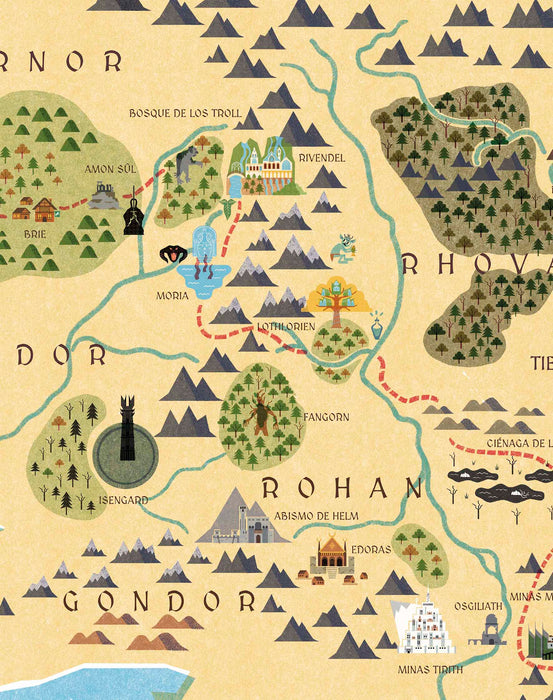 Mapa Ilustrado de la Tierra Media - Enmarcado