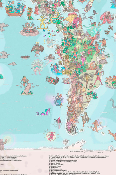 Mapa de las Creencias del Mundo - Enmarcado - Mappin