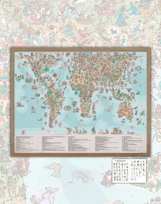World Beliefs Map - Framed