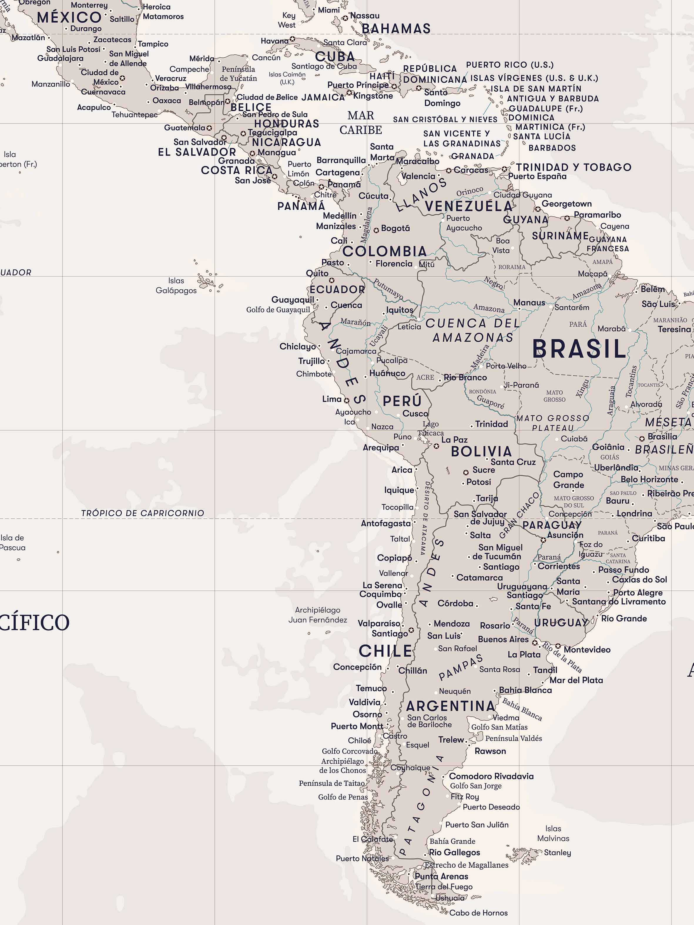 Mapa del Mundo Actualizado - Enmarcado