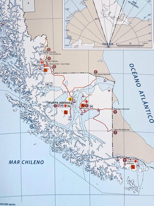 Map of Chile Communications and Services - Foldable