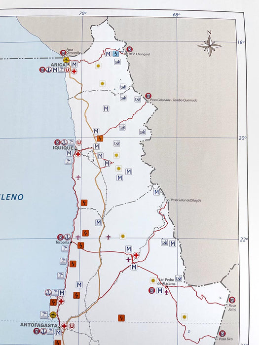 Map of Chile Communications and Services - Foldable